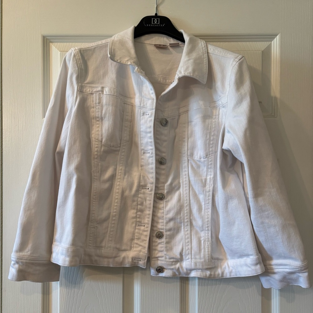 Chico’s Women's White Denim Jacket Size 2P (L)